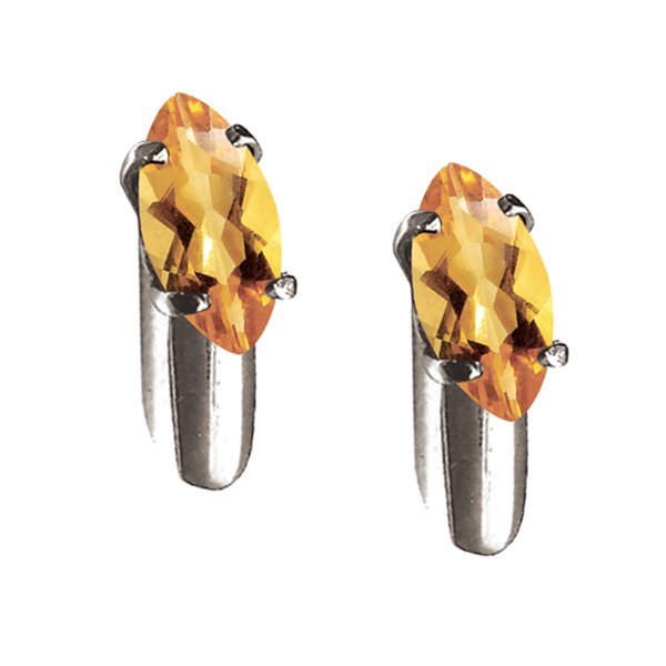 Silver Stem Gem Studs with Citrine