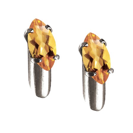 Silver Stem Gem Studs with Citrine