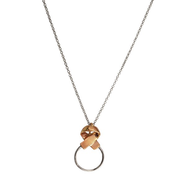Woven Pendant in Rose Gold and Silver