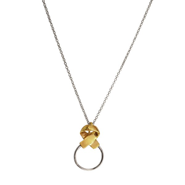 Woven Pendant in Yellow Gold and Silver